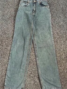 Versace Women's Wide Leg Jeans in Washed Green-Blue